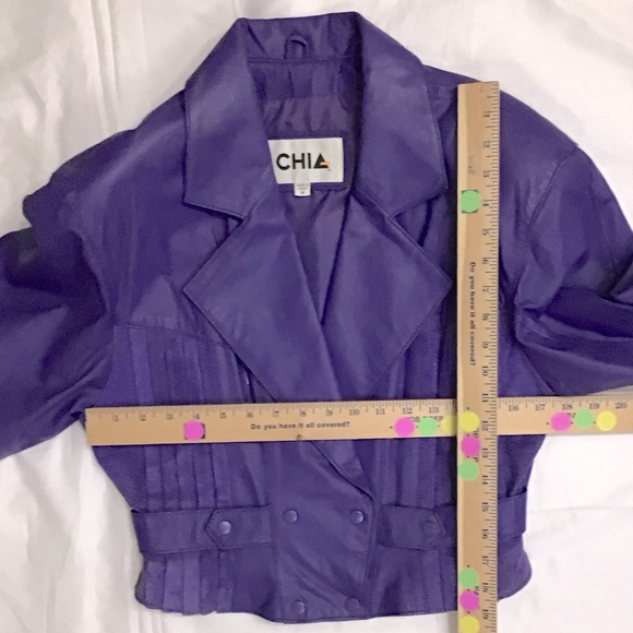 VINTAGE Chia Purple Leather Jacket - Picture 7 of 16